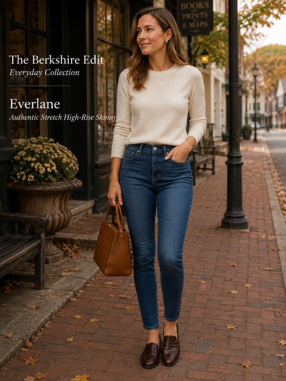 Everlane Authentic Stretch High Rise Skinny Ankle Jeans Mid Blue Denim 27